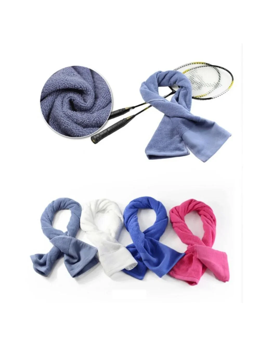 4PCS Long Cotton Sports Towel Soft Absorbent for Outdoor Yoga Gym